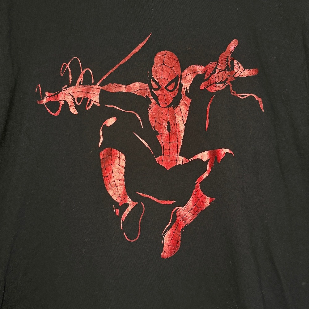 Marvel Spider-Man T Shirt Mens Large Black Red Foil Graphic T Mad Engine Cotton
